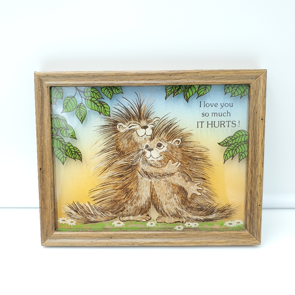 VTG Kitsch Backwards Glass Painted Picture Gophers
